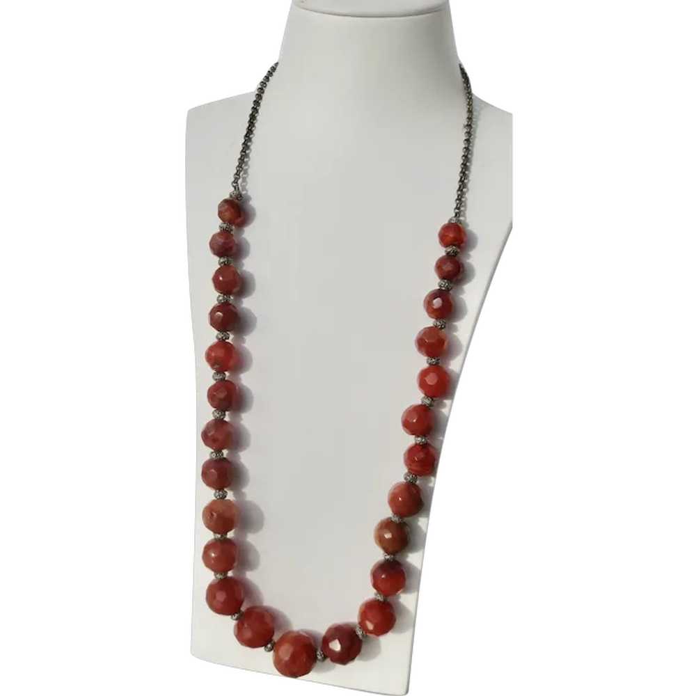 Long Faceted Bead Carnelian Necklace - image 1