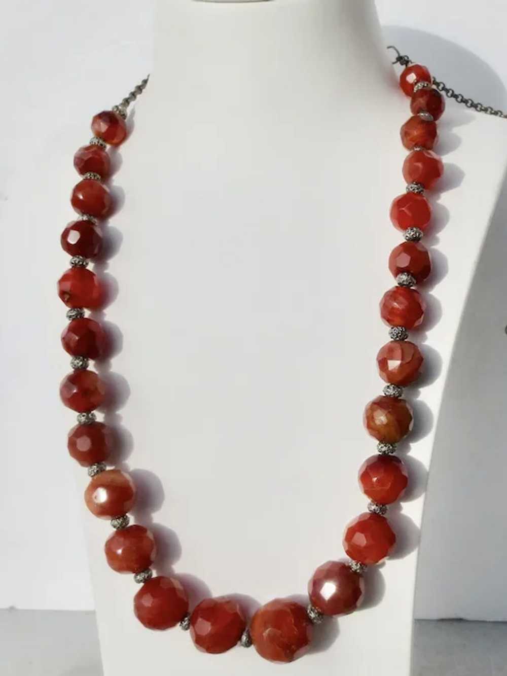 Long Faceted Bead Carnelian Necklace - image 2