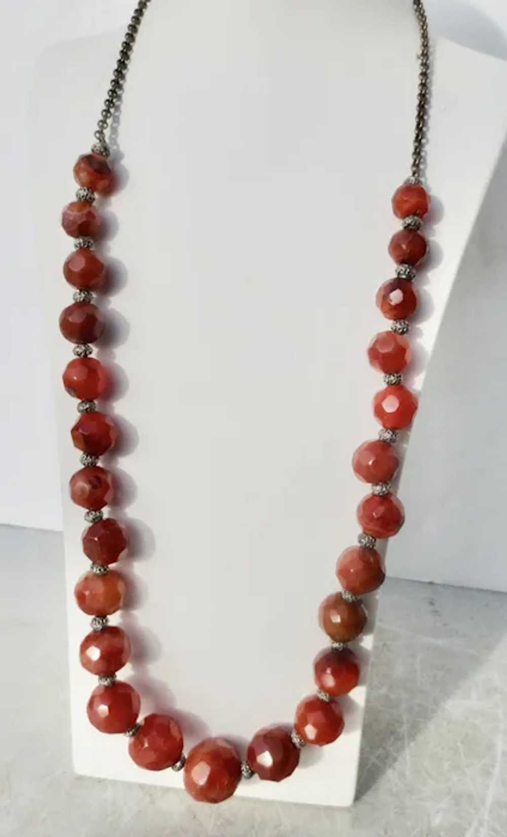 Long Faceted Bead Carnelian Necklace - image 3