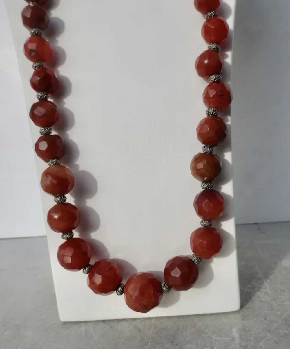 Long Faceted Bead Carnelian Necklace - image 4