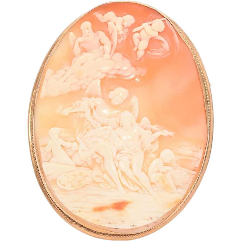 Antique Yellow Gold Victory Scene Cameo Pendant B… - image 1