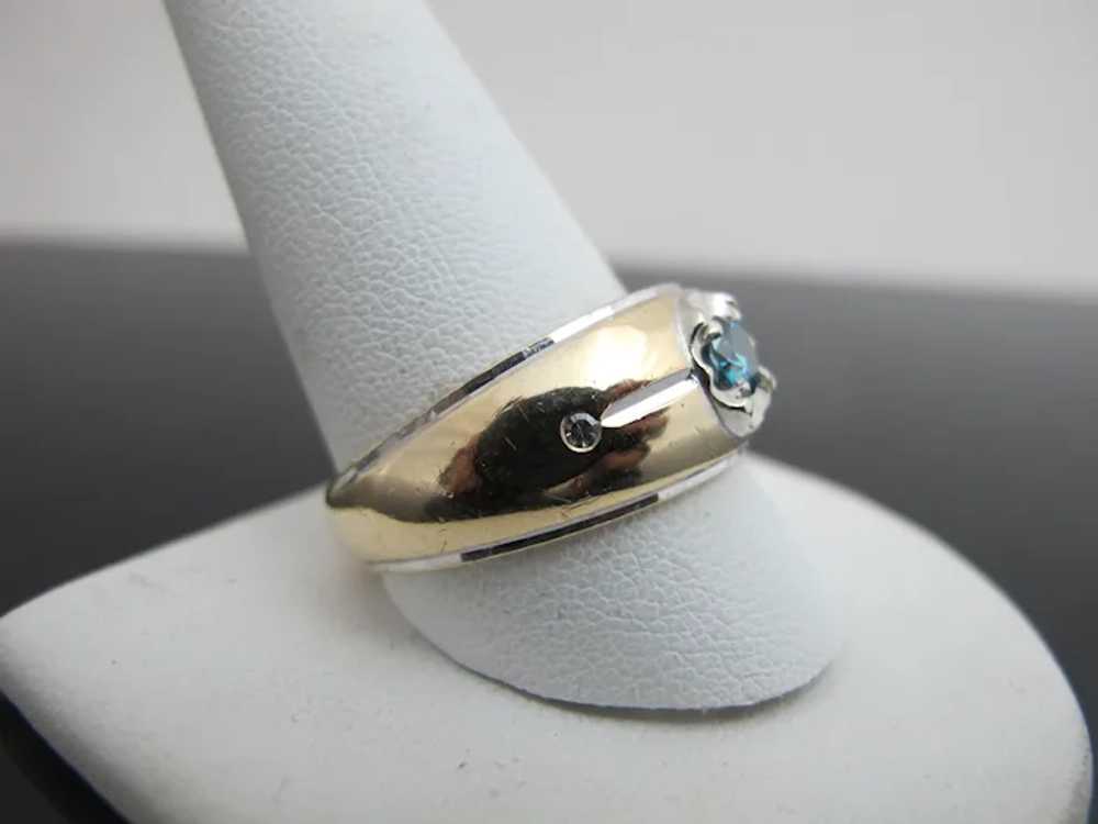 ART DECO Style 14k Yellow & White Gold Fancy Blue… - image 5