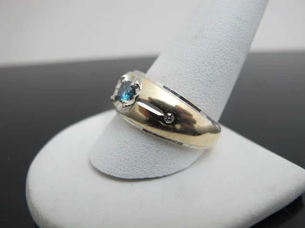 ART DECO Style 14k Yellow & White Gold Fancy Blue… - image 6