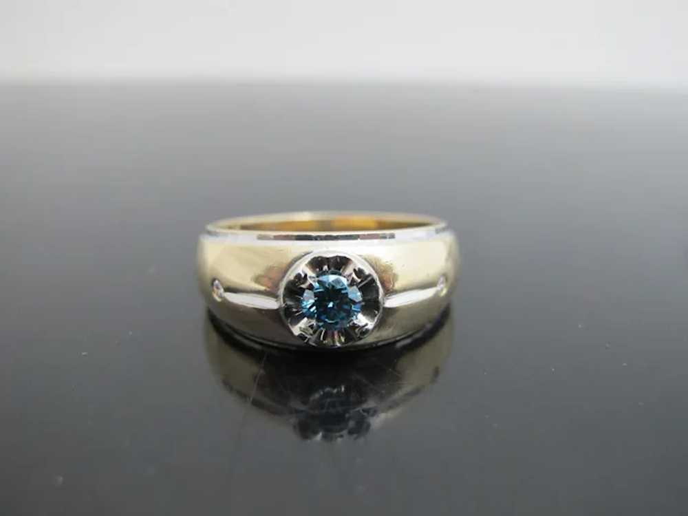 ART DECO Style 14k Yellow & White Gold Fancy Blue… - image 7