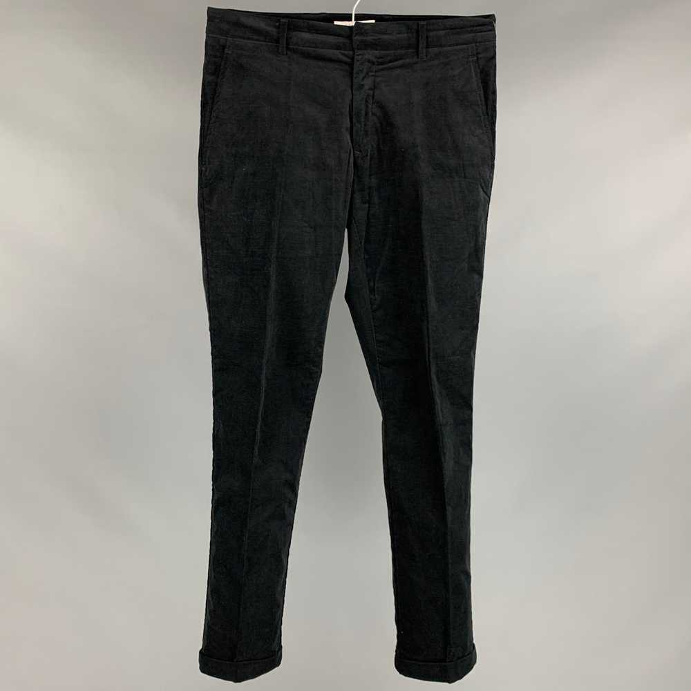 Designer LIDEAL Black Corduroy Cuffed Casual Pants - image 1