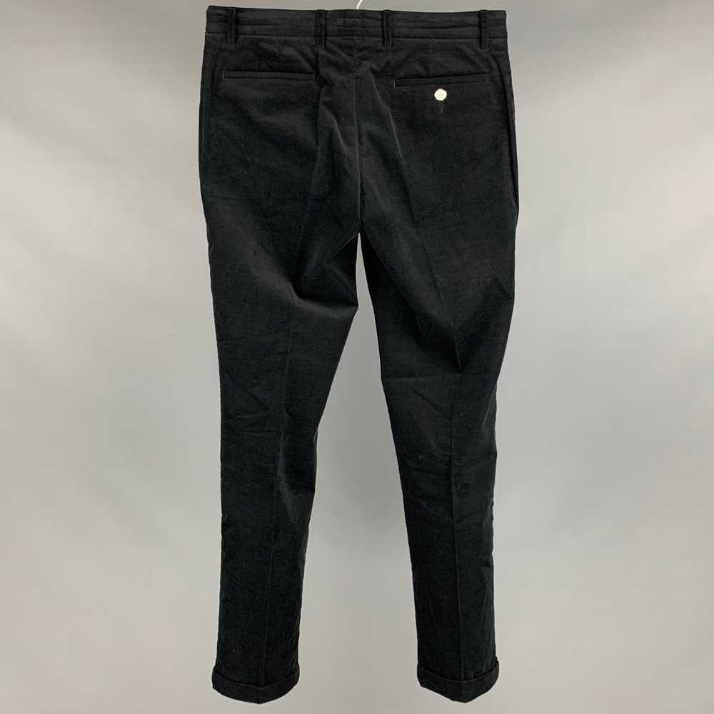 Designer LIDEAL Black Corduroy Cuffed Casual Pants - image 2