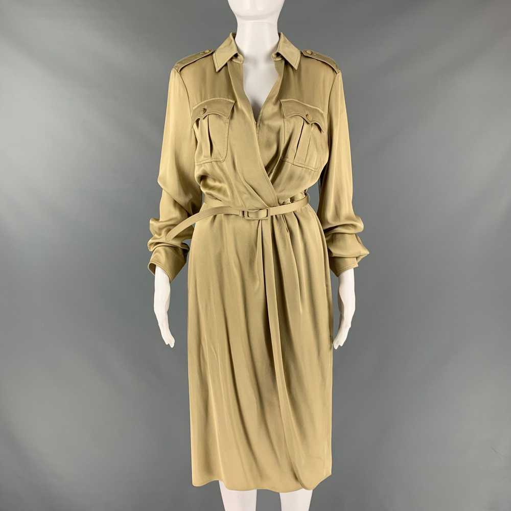 Ralph Lauren Gold Viscose Acetate Faux wrap Dress - image 1