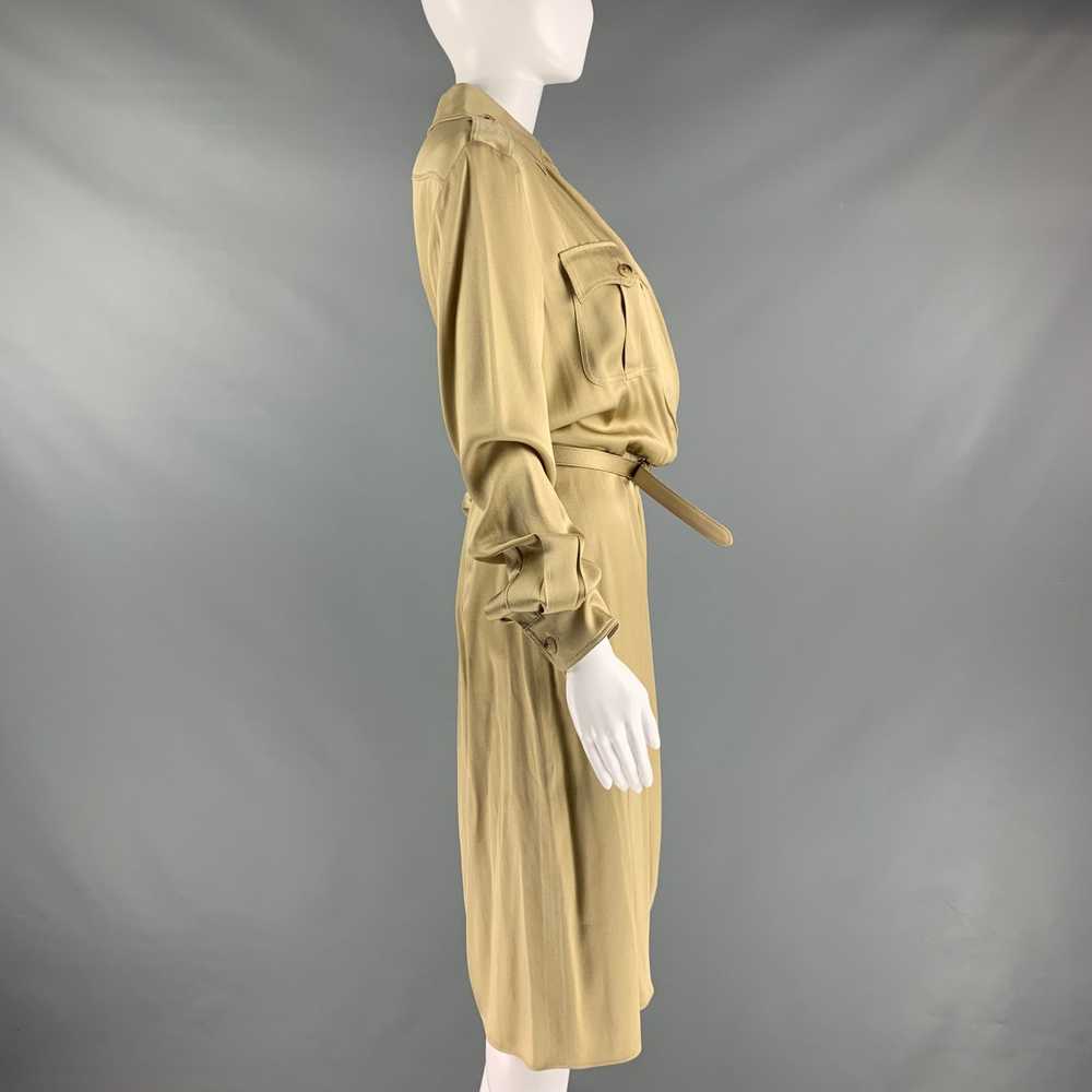 Ralph Lauren Gold Viscose Acetate Faux wrap Dress - image 3