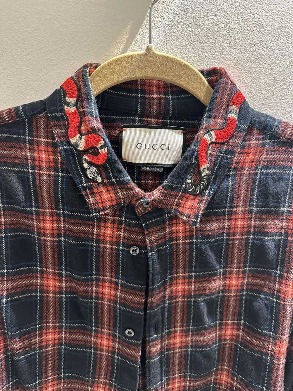 Gucci GUCCI Snake Embroidered Flannel Button Down… - image 3