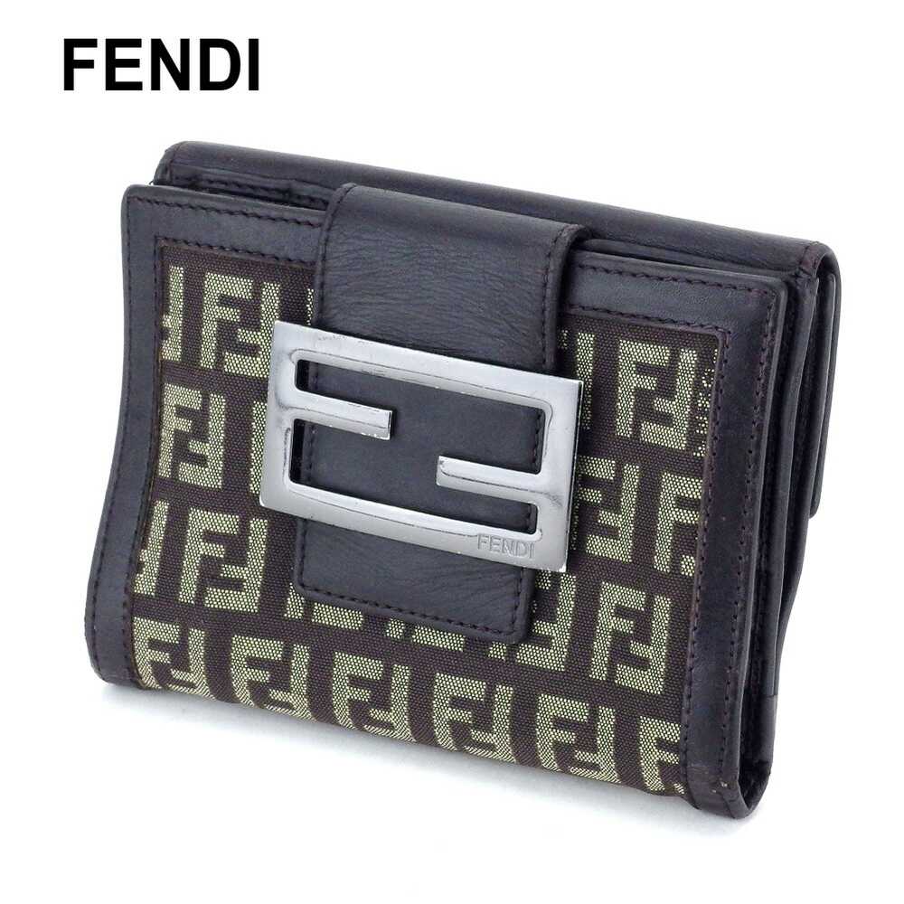 Fendi W Hook Bi-Fold Wallet FF Plate Zucchino Bro… - image 1