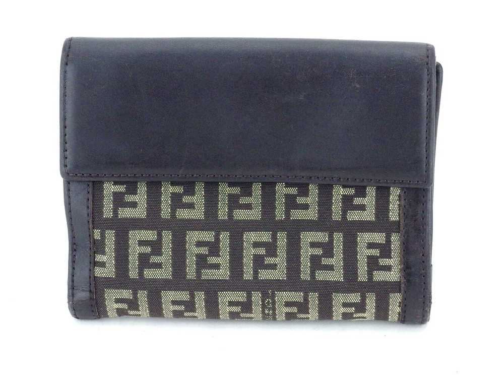 Fendi W Hook Bi-Fold Wallet FF Plate Zucchino Bro… - image 2