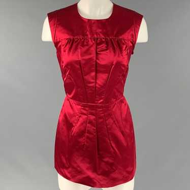 Prada PRADA Red Silk Pleated Sleeveless Dress Top - image 1