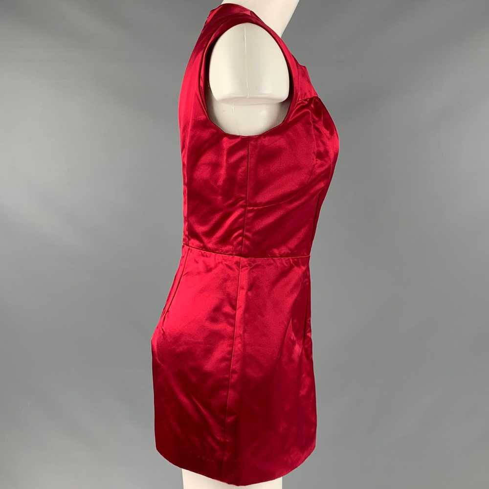 Prada PRADA Red Silk Pleated Sleeveless Dress Top - image 2