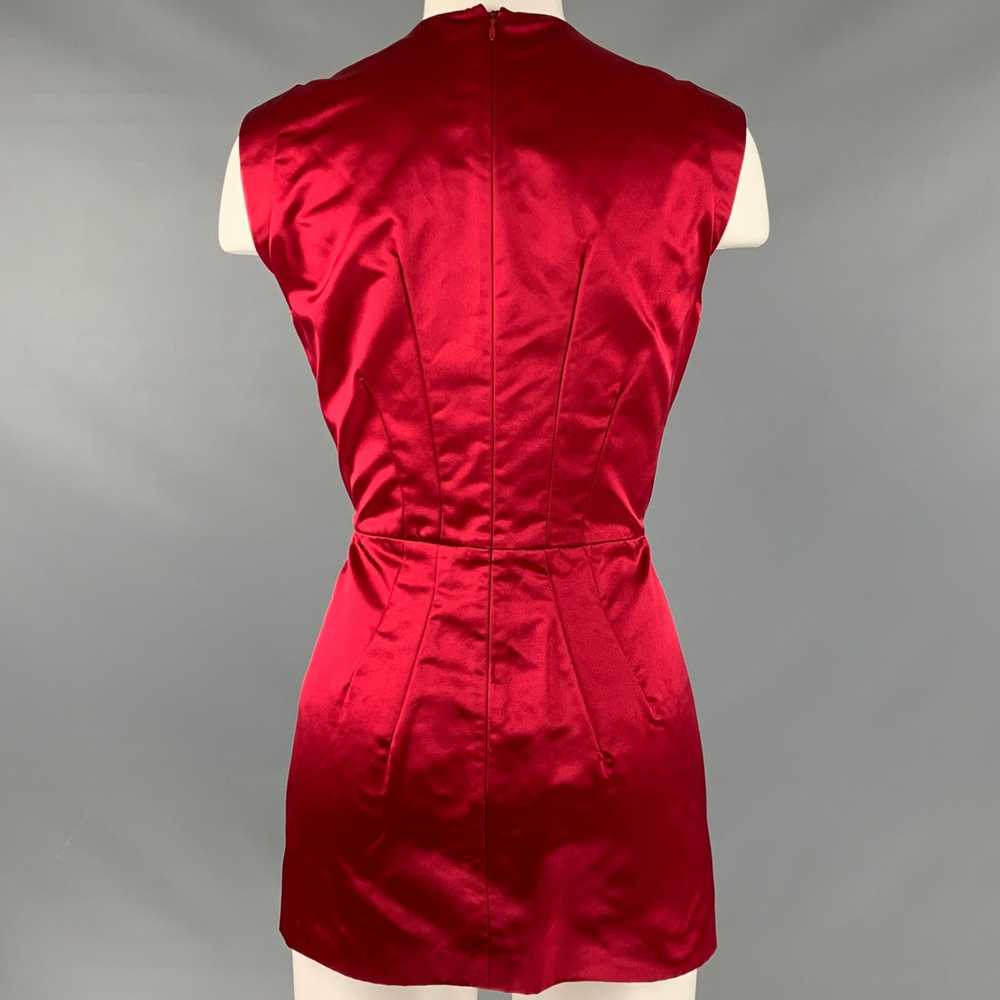 Prada PRADA Red Silk Pleated Sleeveless Dress Top - image 3