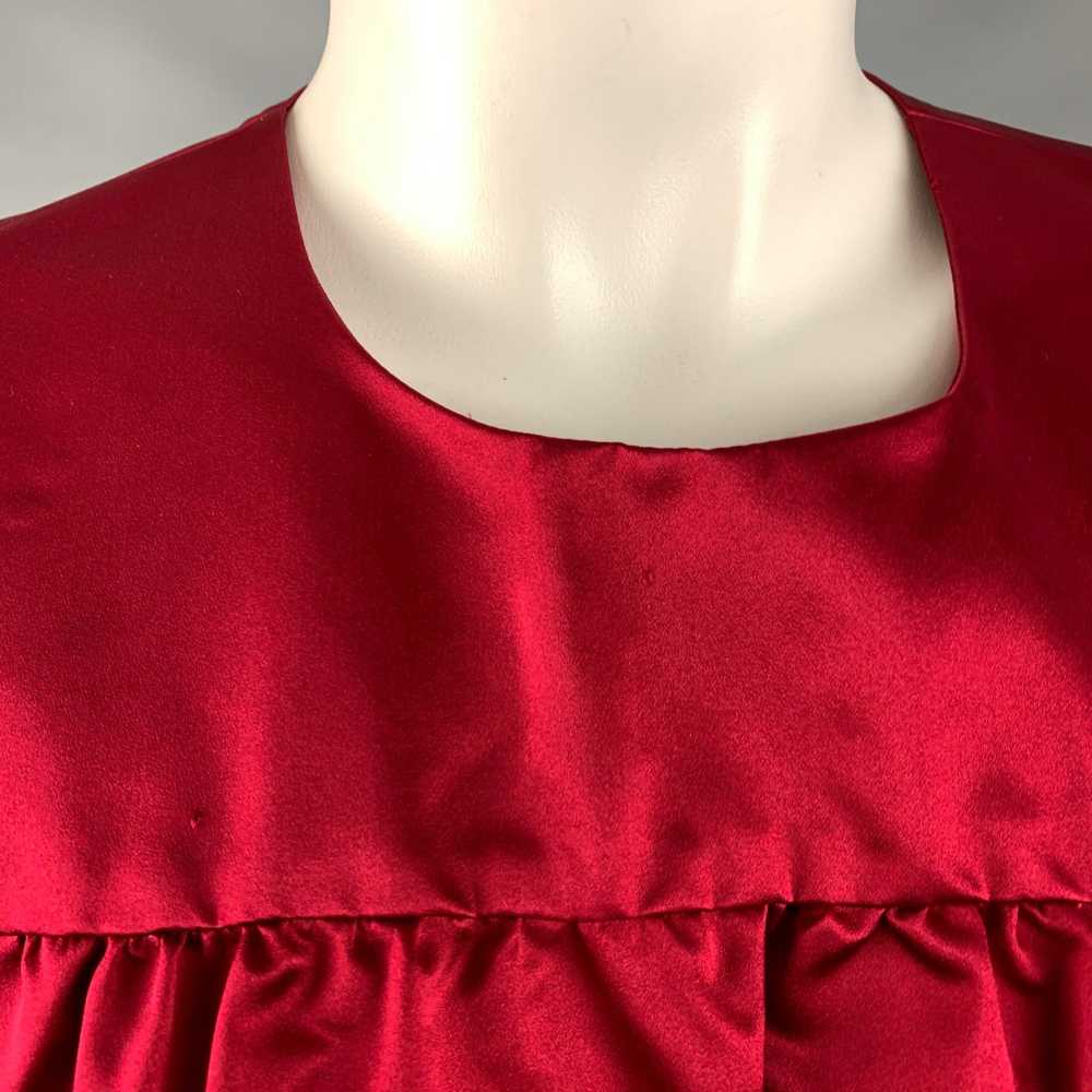 Prada PRADA Red Silk Pleated Sleeveless Dress Top - image 5