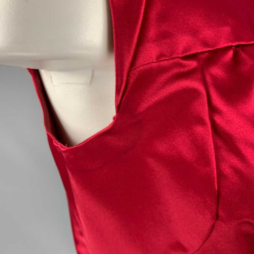 Prada PRADA Red Silk Pleated Sleeveless Dress Top - image 7