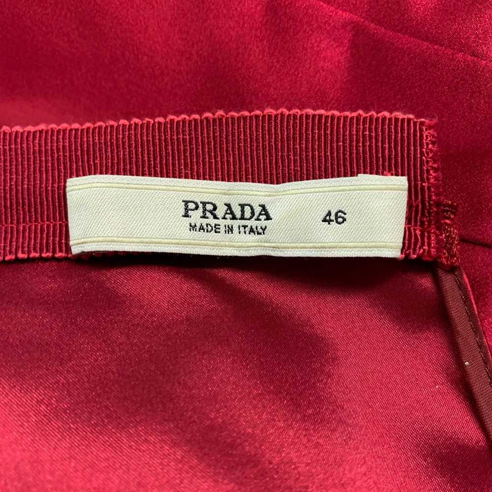 Prada PRADA Red Silk Pleated Sleeveless Dress Top - image 8