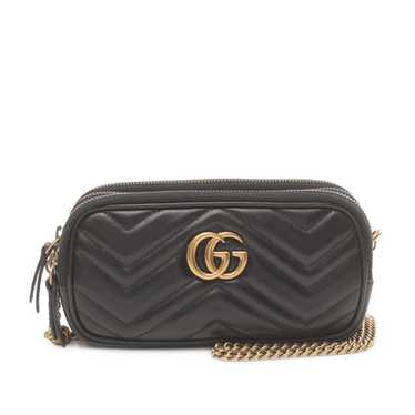 Black Gucci Mini Leather GG Marmont Triple-Zip Cro