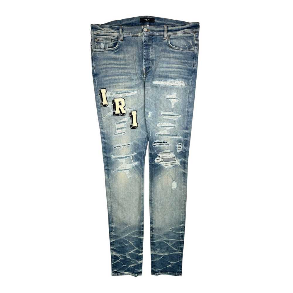 Amiri Amiri Distressed Varsity Logo Jeans Vintage… - image 1