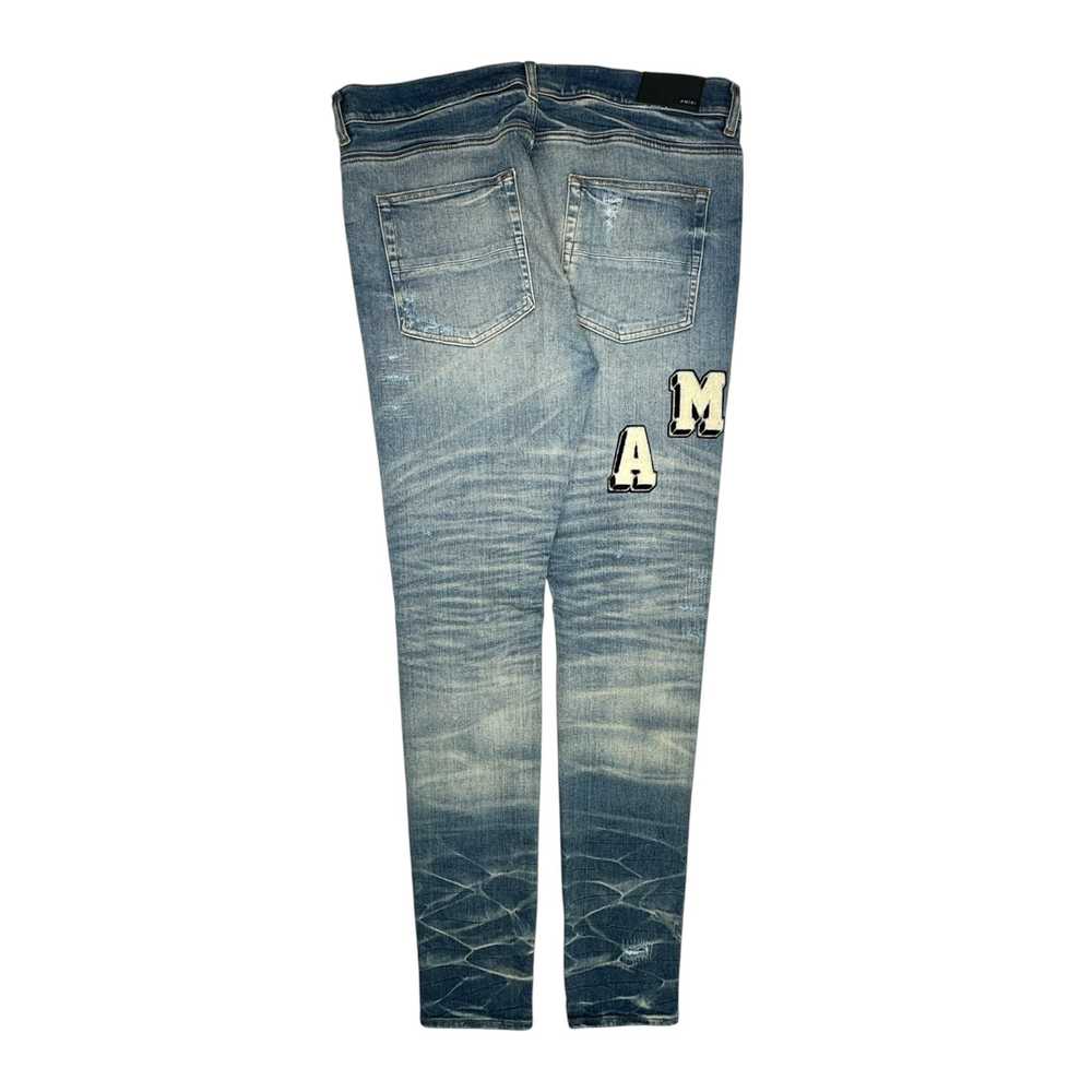 Amiri Amiri Distressed Varsity Logo Jeans Vintage… - image 2