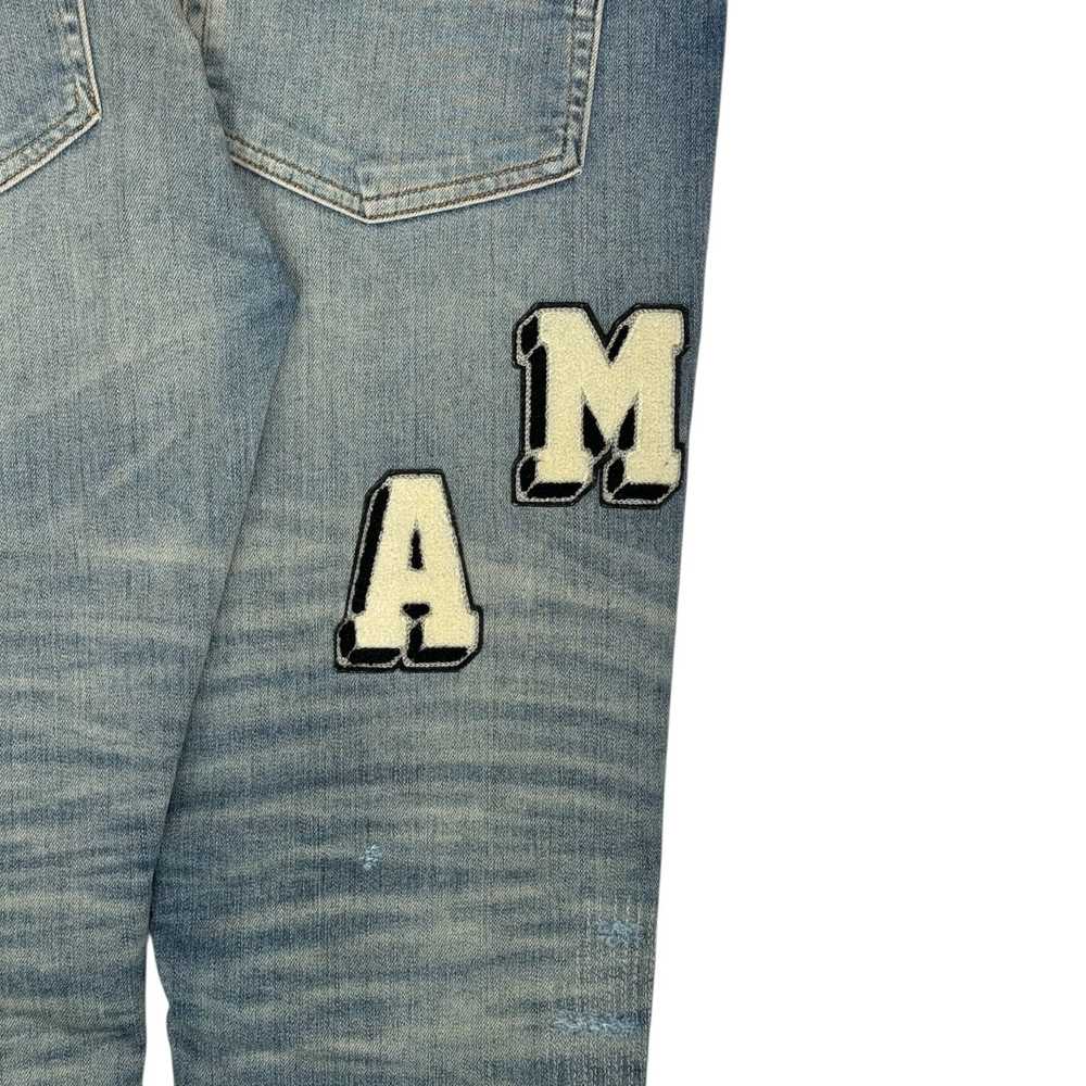 Amiri Amiri Distressed Varsity Logo Jeans Vintage… - image 4