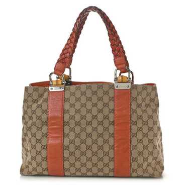 GUCCI Monogram Medium Bamboo Bar Tote Coral - image 1