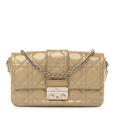 CHRISTIAN DIOR Patent Cannage New Lock Pouch Beige