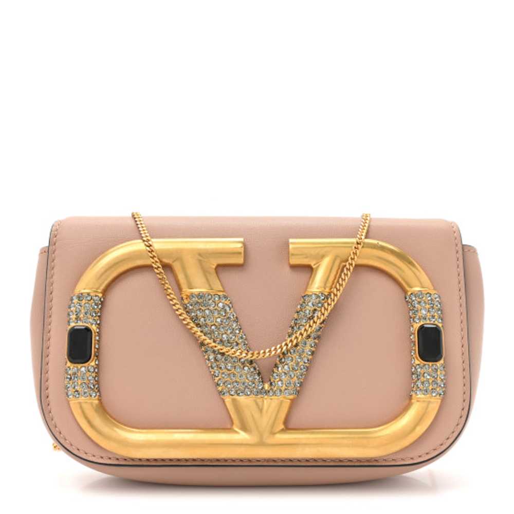 VALENTINO GARAVANI Calfskin Crystal Supervee Clut… - image 1