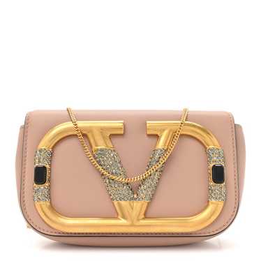 VALENTINO GARAVANI Calfskin Crystal Supervee Clut… - image 1