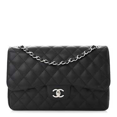 CHANEL Caviar Quilted Jumbo Double Flap Black