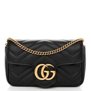 GUCCI Calfskin Matelasse Mini GG Marmont Shoulder 