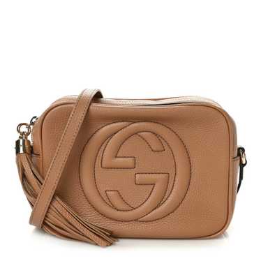 GUCCI Pebbled Calfskin Small Soho Disco Bag Cameli