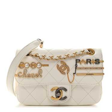 CHANEL Lambskin Quilted Mini Coco Clips Flap White