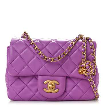 CHANEL Lambskin Quilted Mini Pearl Crush Flap Pur… - image 1