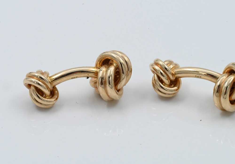 Pair of 18K Yellow Gold Tiffany and Company Knot … - image 2