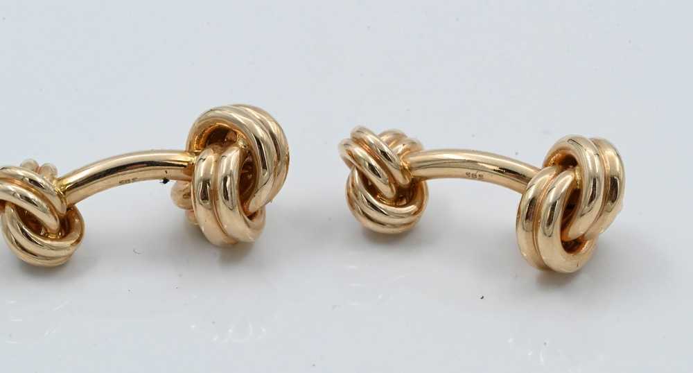 Pair of 18K Yellow Gold Tiffany and Company Knot … - image 3