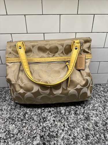 バッグ Vintage Coach Poppy Yellow Shoulder Bag Vintage Coach Poppy Yellow Shoulder Bag
