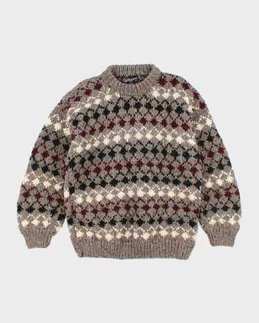 Vintage Caravan Chunky Knit Wool Jumper - L