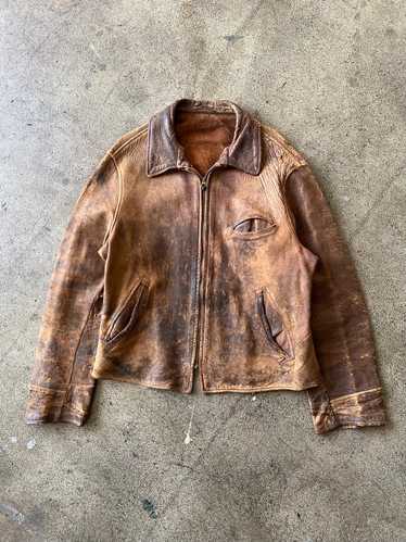 1940s Distressed Brown Leather Jacket