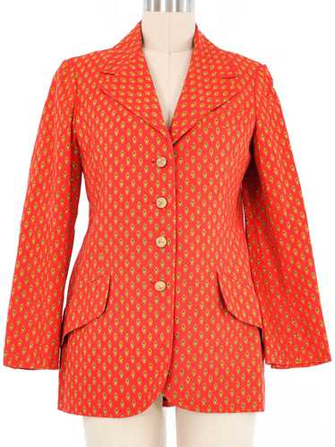 1970s Anne Klein Crimson Jewel Motif Jacket