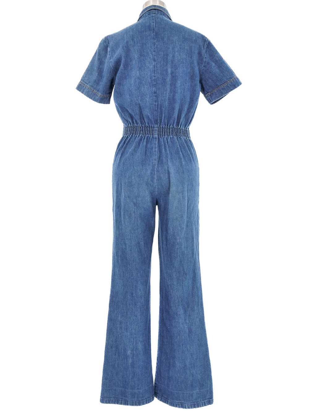 1970s Belted Zip Up Denim Jumpsuit - image 4