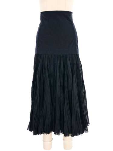 2014 Celine Layered Pleated Linen Midi Skirt