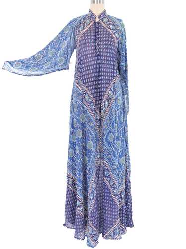 Blue Floral Indian Block Printed Caftan