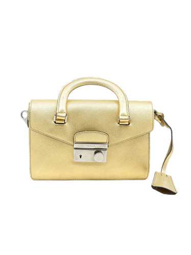 Prada Golden Saffiano Leather Top Handle Bag