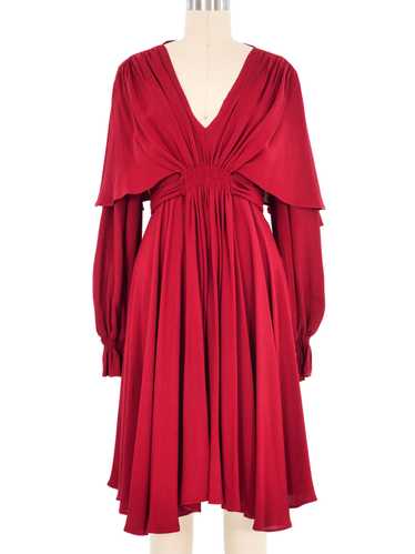 Ossie Clark Burgundy Flutter Crepe Dress