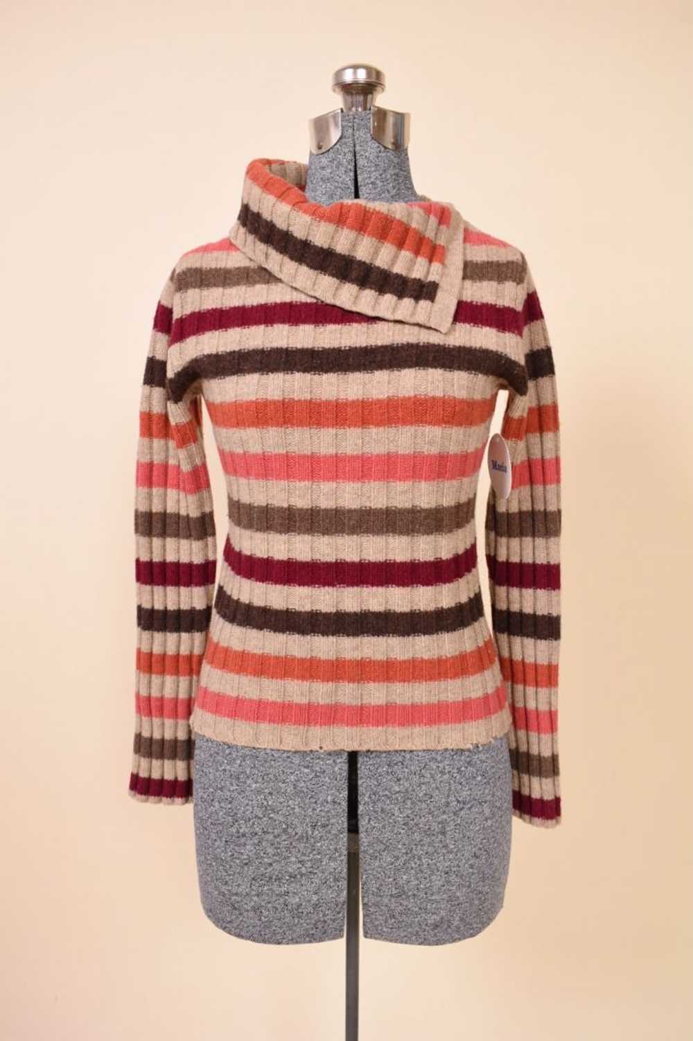 Striped Creamy & Colorful Turtle Neck - image 1