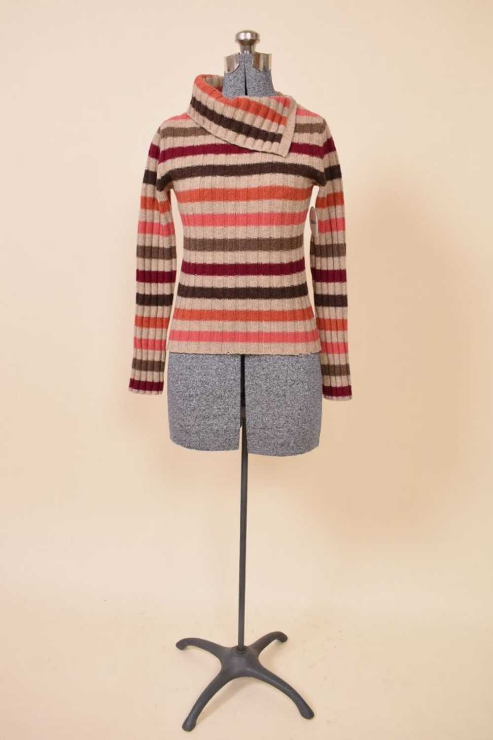 Striped Creamy & Colorful Turtle Neck - image 2