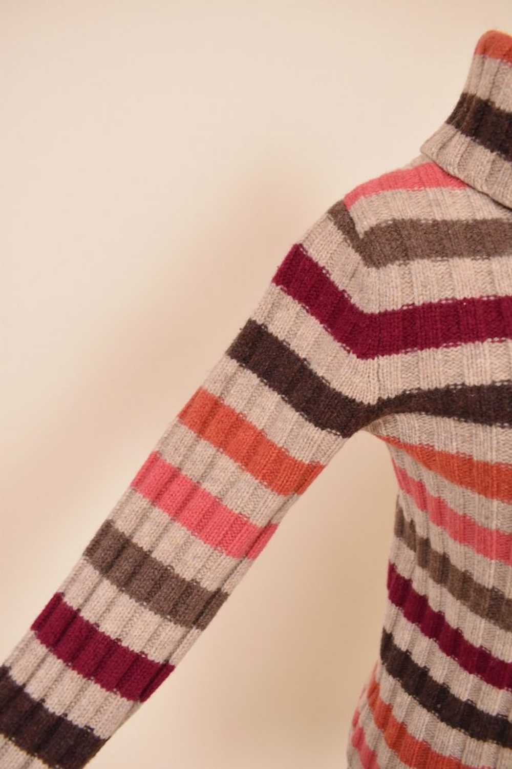 Striped Creamy & Colorful Turtle Neck - image 5