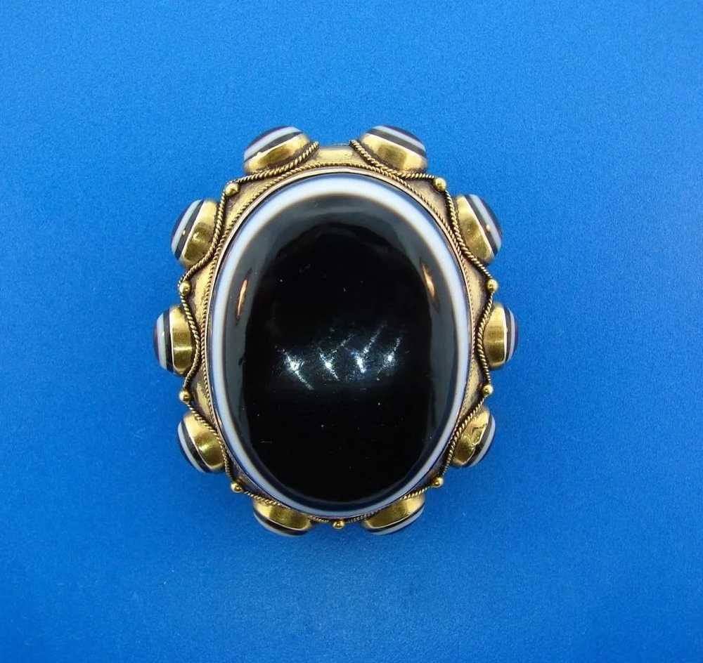 UNIQUE Victorian 14k Yellow Gold & Agate Pendant … - image 1