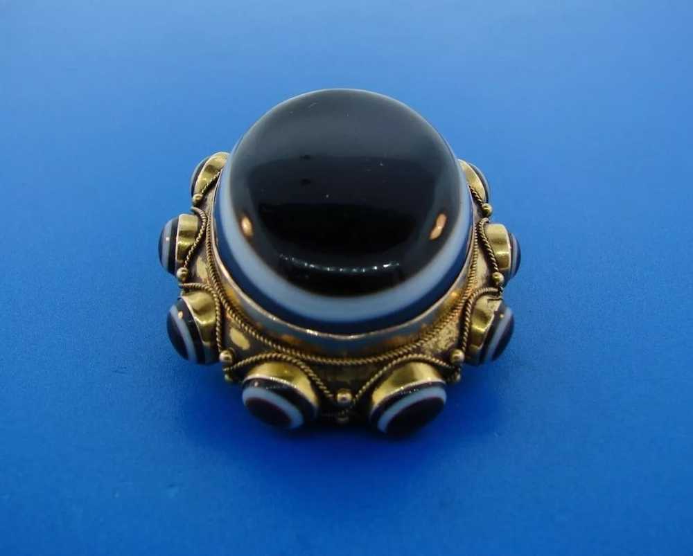 UNIQUE Victorian 14k Yellow Gold & Agate Pendant … - image 2